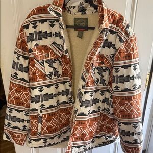 St. John's Bay Aztec Print Sherpa Jacket - Rust, Black & Cream